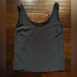 Massimo Dutti Black and White Ditsy Floral Silk Tank Top Size US 6